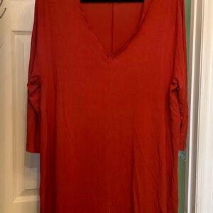 OSKA Burnt Orange V-Neck Tunic Size XL